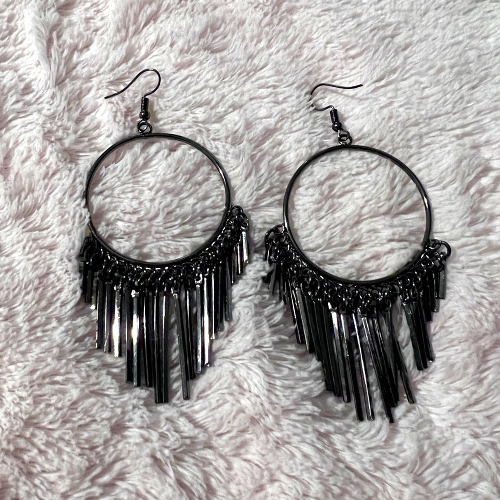 Gorgeous Gunmetal, hoop Earrings